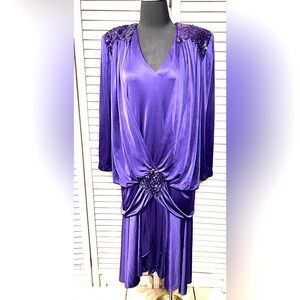 Vintage Sequin Plus size Purple Gatsby Flapper 20s~80s Dress